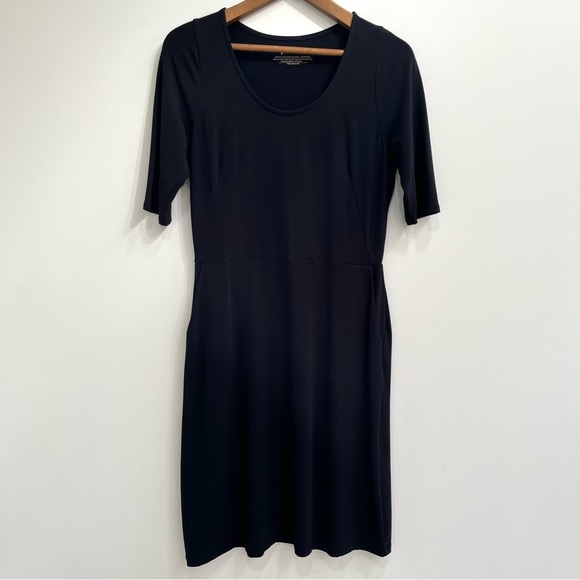 Betabrand short sleeve dress black comfortable stretch size large - Picture 1 of 8